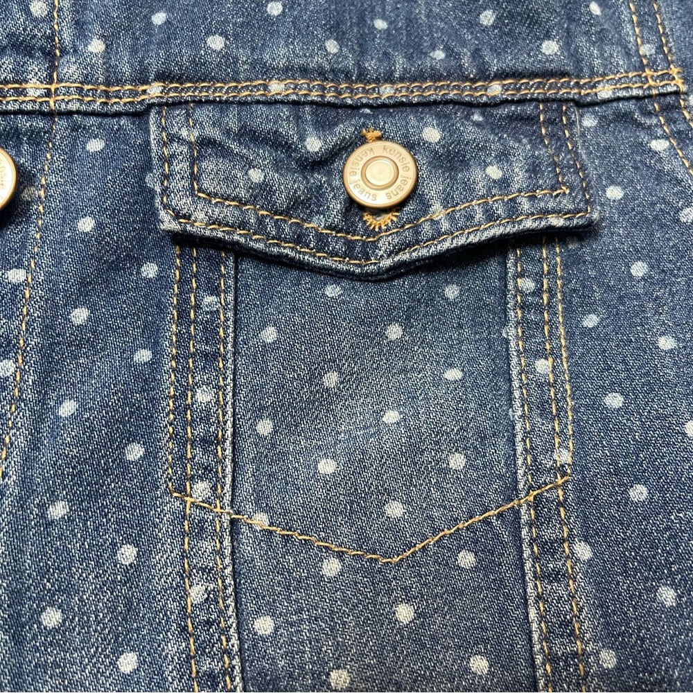 Kensie Jeans Polka Dot Cropped Raw Hem Denim Jacket Size S - Picture 5 of 13